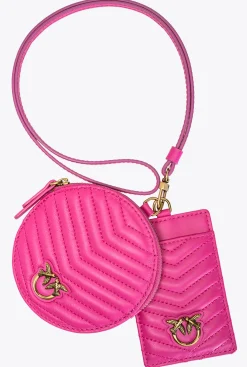 Maroquinerie|PINKO Necklace Mini Love Bag Chevron Fuchsia-Or Antique