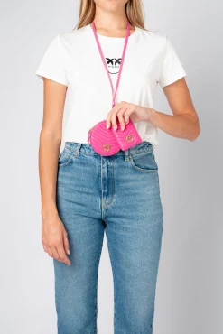 Maroquinerie|PINKO Necklace Mini Love Bag Chevron Fuchsia-Or Antique
