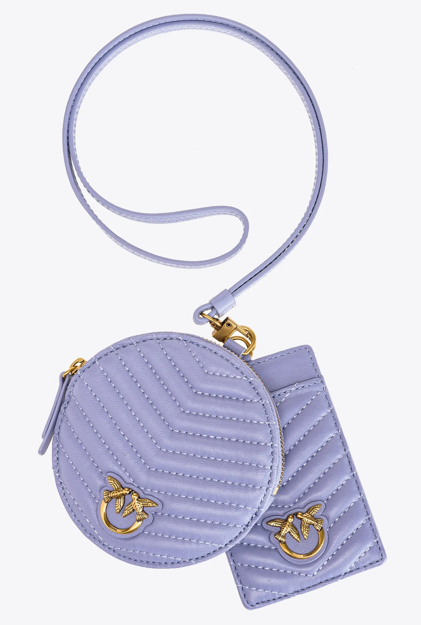 Maroquinerie|PINKO Necklace Mini Love Bag Chevron Lavande-Or Antique
