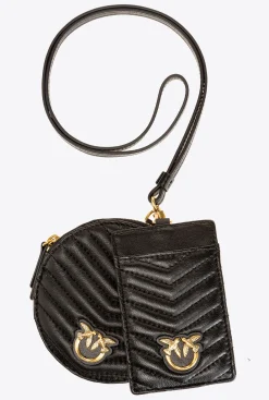 Maroquinerie|PINKO Necklace Mini Love Bag Chevron Noir-Vieil Or