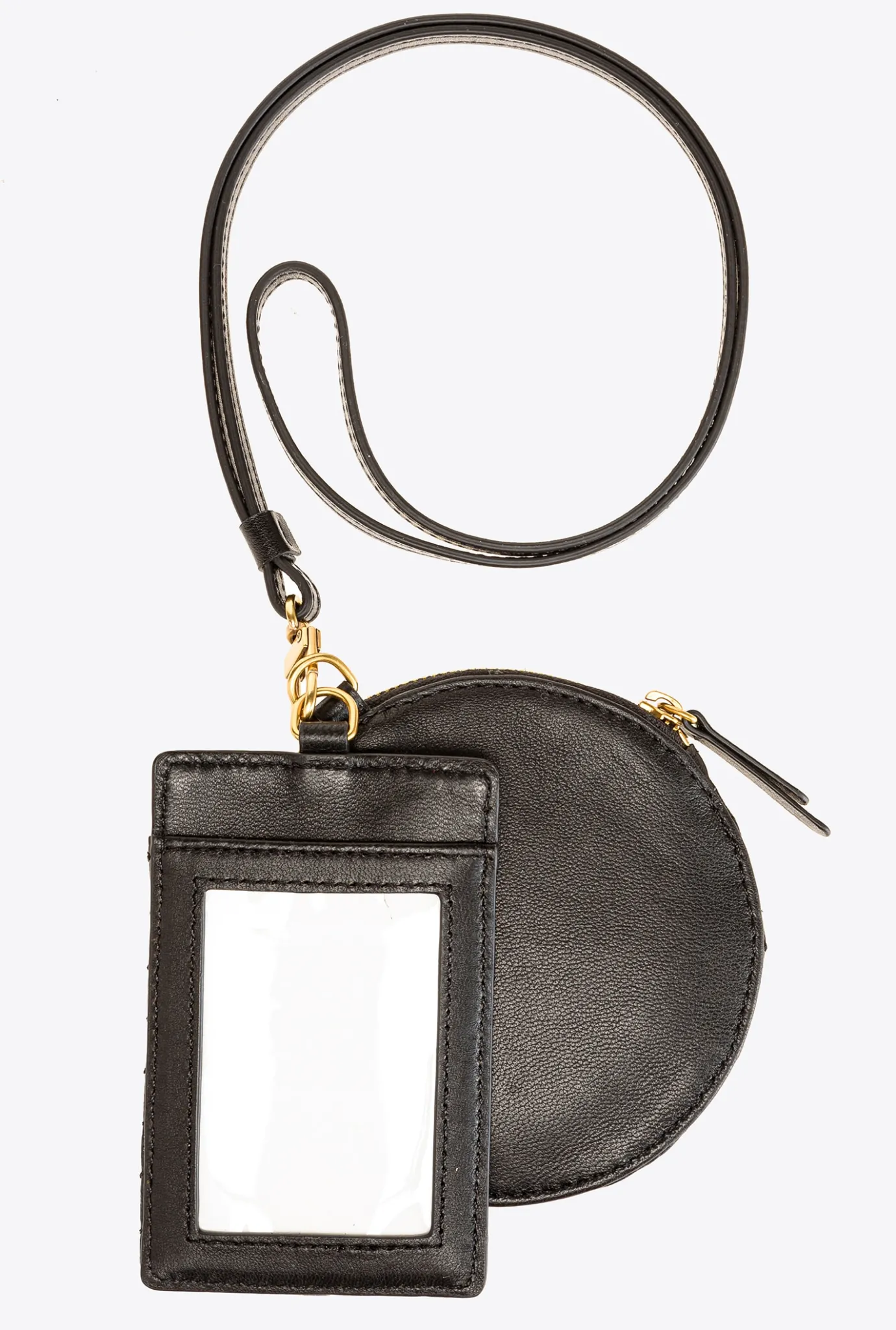 Maroquinerie|PINKO Necklace Mini Love Bag Chevron Noir-Vieil Or