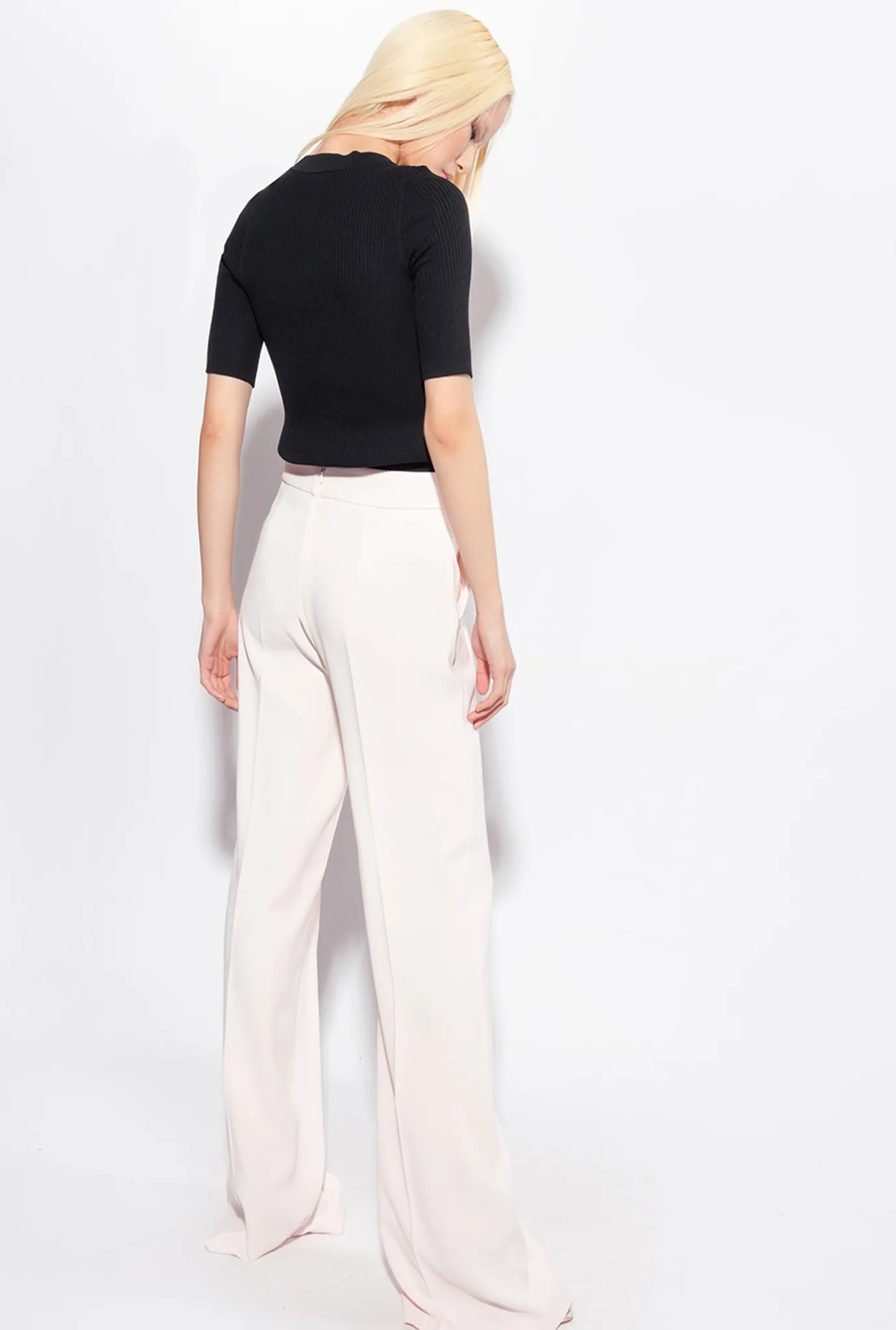 Tailleurs Et Ensembles|PINKO Pantalon A Boutons Dores Rose Nuage