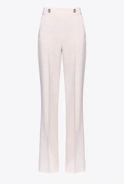 Tailleurs Et Ensembles|PINKO Pantalon A Boutons Dores Rose Nuage