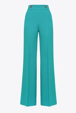 Tailleurs Et Ensembles|PINKO Pantalon A Boutons Dores Bleu Ciel-Marine