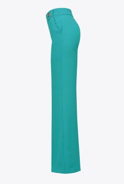 Tailleurs Et Ensembles|PINKO Pantalon A Boutons Dores Bleu Ciel-Marine