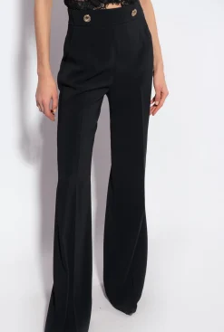 Tailleurs Et Ensembles|PINKO Pantalon A Boutons Dores Noir Limousine