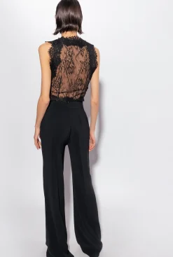 Tailleurs Et Ensembles|PINKO Pantalon A Boutons Dores Noir Limousine