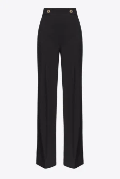 Tailleurs Et Ensembles|PINKO Pantalon A Boutons Dores Noir Limousine