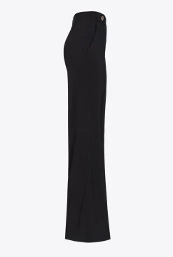 Tailleurs Et Ensembles|PINKO Pantalon A Boutons Dores Noir Limousine