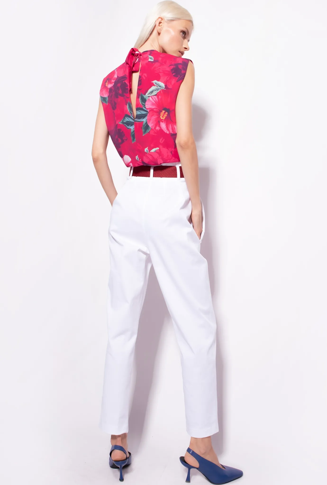 Pantalons|PINKO Pantalon A Ceinture Logotee Blanc-Blanche-Neige