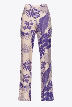 Tailleurs Et Ensembles|PINKO Pantalon A Imprime Tropical Nude/Violet