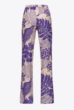 Tailleurs Et Ensembles|PINKO Pantalon A Imprime Tropical Nude/Violet