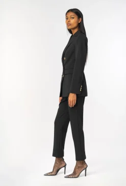 Pantalons|PINKO Pantalon Ajuste A Ceinture Love Birds Noir Limousine