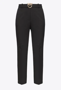 Pantalons|PINKO Pantalon Ajuste A Ceinture Love Birds Noir Limousine