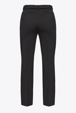 Pantalons|PINKO Pantalon Ajuste A Ceinture Love Birds Noir Limousine