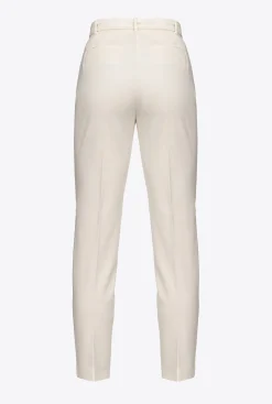 Tailleurs Et Ensembles|PINKO Pantalon Ajuste A Ceinture Love Birds Rose Fume Blanc