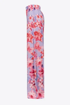 Pantalons|PINKO Pantalon Ample A Imprime Floral Lilas/Rose Clair/Fuchsia