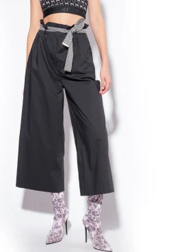 Tailleurs Et Ensembles|PINKO Pantalon Ample Ceinture Noir Limousine