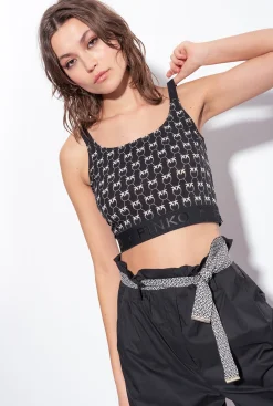 Tailleurs Et Ensembles|PINKO Pantalon Ample Ceinture Noir Limousine