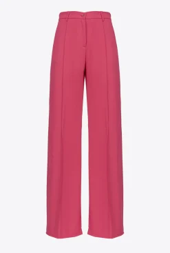 Tailleurs Et Ensembles|PINKO Pantalon Ample En Crepe Fluide Rouge Framboise
