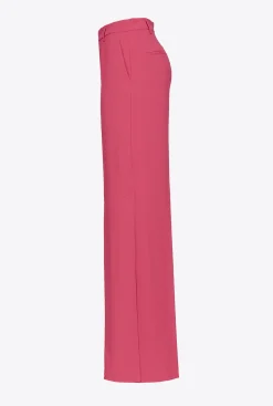 Tailleurs Et Ensembles|PINKO Pantalon Ample En Crepe Fluide Rouge Framboise