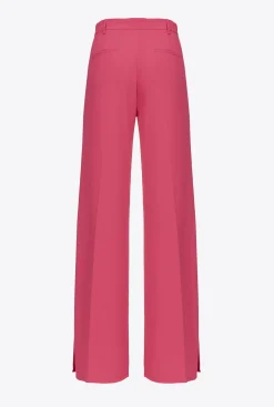 Tailleurs Et Ensembles|PINKO Pantalon Ample En Crepe Fluide Rouge Framboise