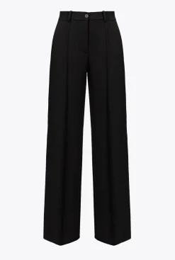 Pantalons|PINKO Pantalon Ample En Crepe Fluide Noir Limousine