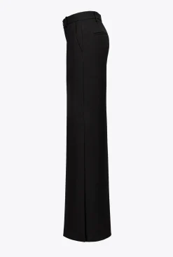 Pantalons|PINKO Pantalon Ample En Crepe Fluide Noir Limousine