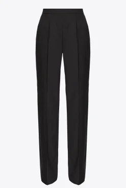 Pantalons|PINKO Pantalon Ample En Tissu De Laine Noir Limousine