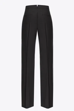 Pantalons|PINKO Pantalon Ample En Tissu De Laine Noir Limousine