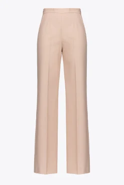 Pantalons|PINKO Pantalon Ample En Tissu De Laine Nude - Rose