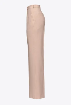 Pantalons|PINKO Pantalon Ample En Tissu De Laine Nude - Rose