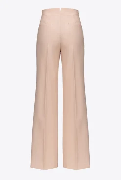 Pantalons|PINKO Pantalon Ample En Tissu De Laine Nude - Rose