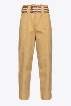 Pantalons|PINKO Pantalon Avec Ceinture A Rayures Jaune/Marron