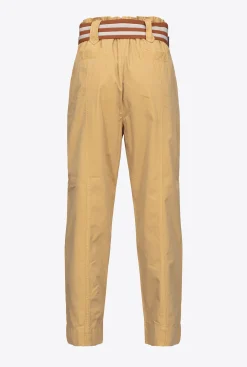 Pantalons|PINKO Pantalon Avec Ceinture A Rayures Jaune/Marron
