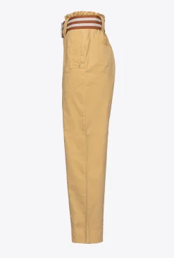 Pantalons|PINKO Pantalon Avec Ceinture A Rayures Jaune/Marron