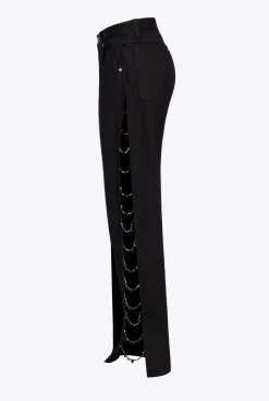 Jeans|PINKO Pantalon Avec Chaines En Strass Galleria Noir Limousine