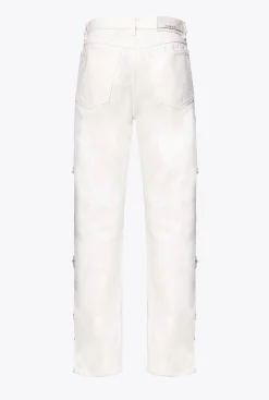 Jeans|PINKO Pantalon Avec Chaines En Strass Galleria Blanc Casse