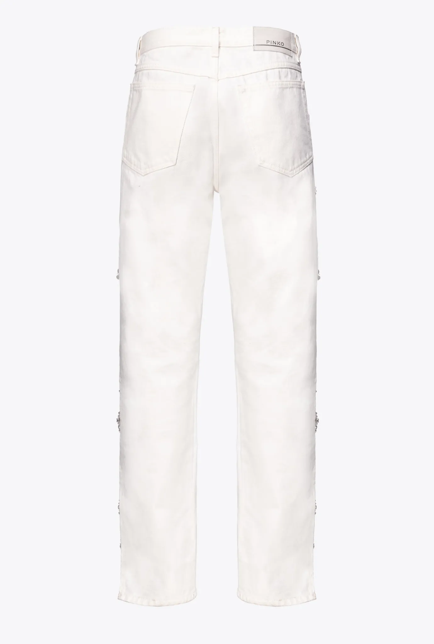 Jeans|PINKO Pantalon Avec Chaines En Strass Galleria Blanc Casse