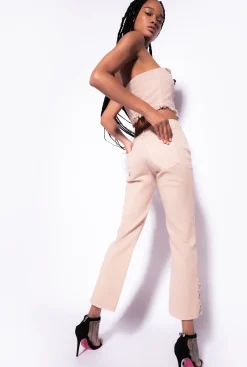 Jeans|PINKO Pantalon Bootcut Avec Bas De Jambe A Lacets Beige Rugby