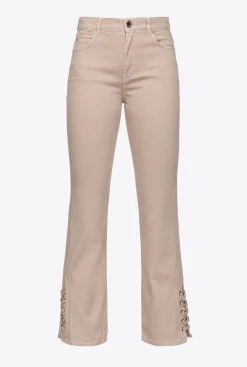 Jeans|PINKO Pantalon Bootcut Avec Bas De Jambe A Lacets Beige Rugby