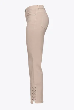 Jeans|PINKO Pantalon Bootcut Avec Bas De Jambe A Lacets Beige Rugby