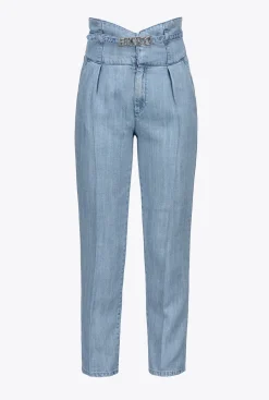 Jeans|PINKO Pantalon Bustier En Twill Lyocell Delavage Clair