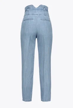 Jeans|PINKO Pantalon Bustier En Twill Lyocell Delavage Clair