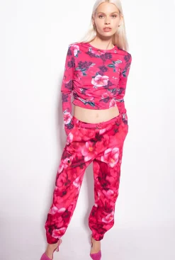 Tailleurs Et Ensembles|PINKO Pantalon Cargo A Imprime Hibiscus Multi.Fuchsia/Rose