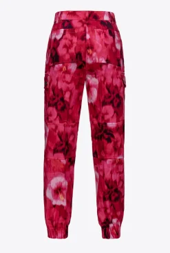 Tailleurs Et Ensembles|PINKO Pantalon Cargo A Imprime Hibiscus Multi.Fuchsia/Rose