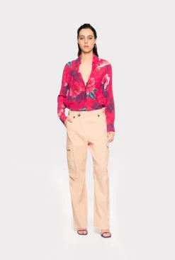 Pantalons|PINKO Pantalon Cargo Avec Fermeture En Diagonale Beige Rugby