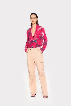 Pantalons|PINKO Pantalon Cargo Avec Fermeture En Diagonale Beige Rugby