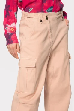 Pantalons|PINKO Pantalon Cargo Avec Fermeture En Diagonale Beige Rugby