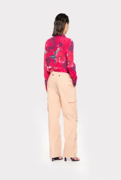 Pantalons|PINKO Pantalon Cargo Avec Fermeture En Diagonale Beige Rugby